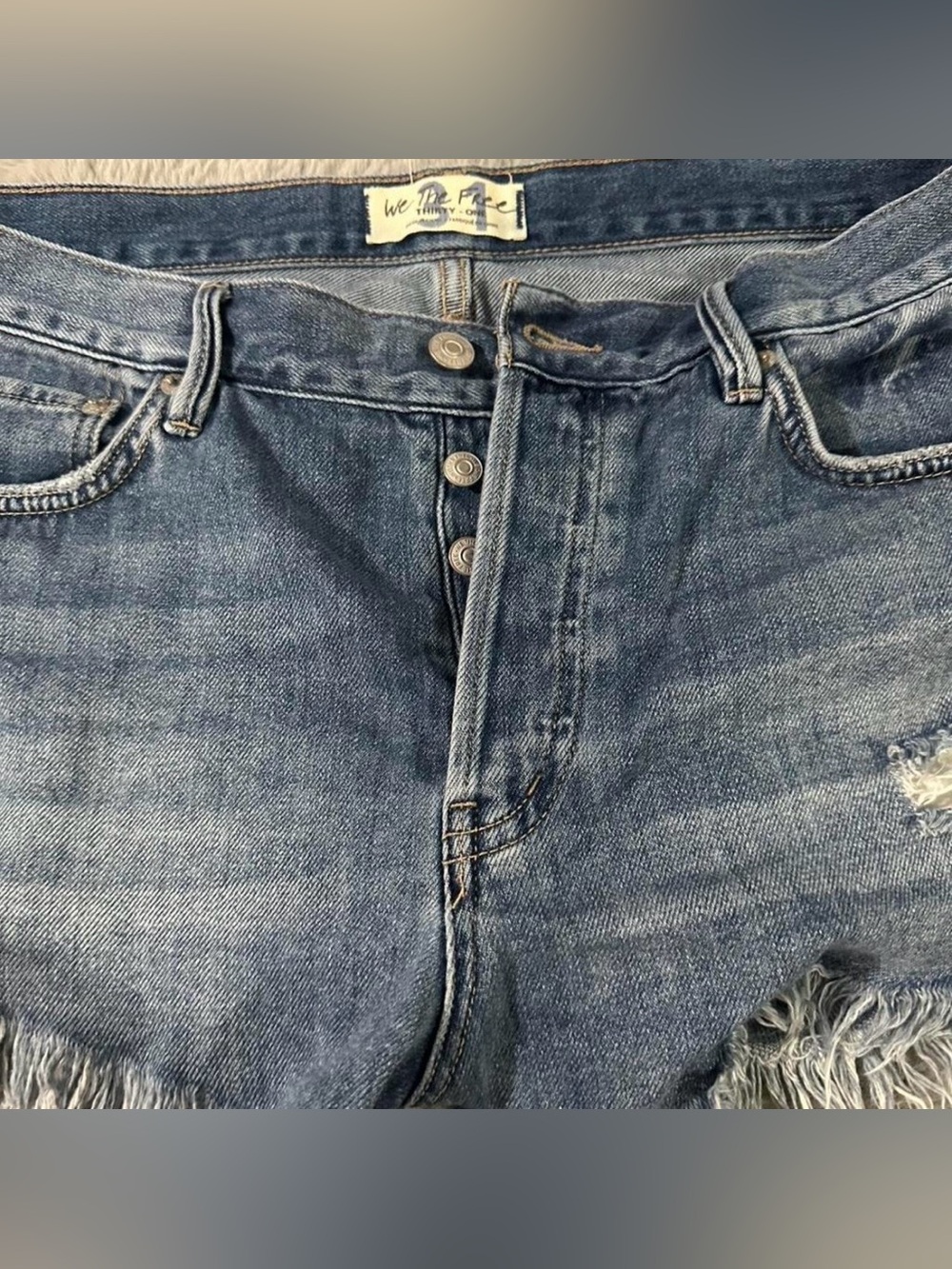We The Free Distressed Dark Blue Denim Cutoff Shorts - Picture 3 of 7